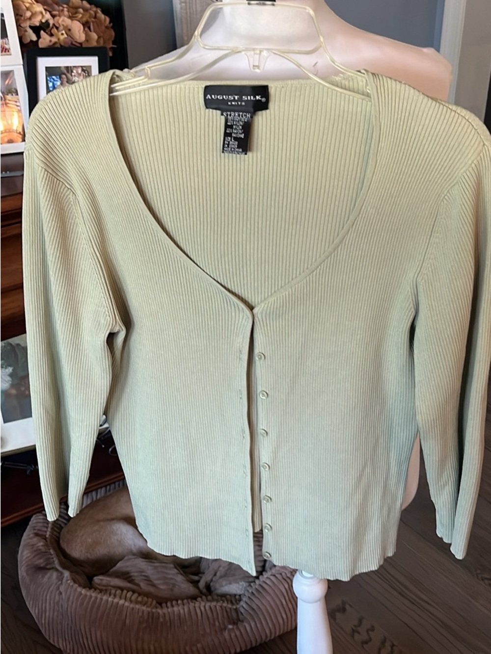 august silk Light Sage Ribbed Button-Front Cardigan - Picture 3 of 4